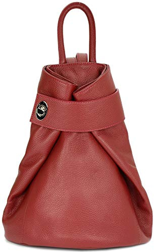 Belli City Backpack II Sac à dos italien en cuir pour femme Taille moyenne 28 x 31 x 13 cm (l x H x P), rouge, taille unique