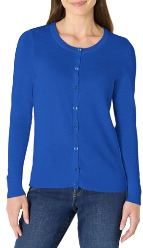 Amazon Essentials Women's Lätt cardigan tröja med rund hals (finns i plusstorlek), Ljusblå, XL