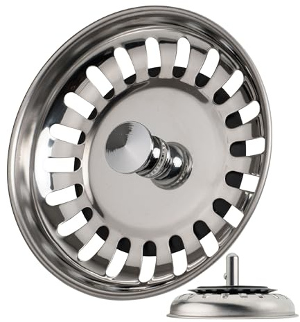 Diskbänksfilterkorg, 1 st, Ø 79 mm filterkorg, i rostfritt stål, korgens tapp sticker ut 20 mm djupt i avloppet, Ø 7,8 mm stift, reservdel till diskbänk, köksavloppssil