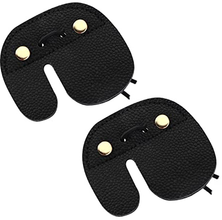 Fingerschutz für Bogenschießen, Leder, doppelte Dicke, Schutzpolster, Fingerschutz, Schießen, Übungsausrüstung für Recurvebögen, Schießen, Bogen, Pfeil, Schwarz, 2 Stück