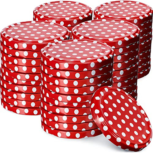 KADAX 50er Set Schraubdeckel TO82 ⌀ 82mm Rot Gepunktet – Twist-Off Ersatzdeckel für 235-900ml Einmach- & Marmeladengläser | Luftdicht & Spülmaschinenfest