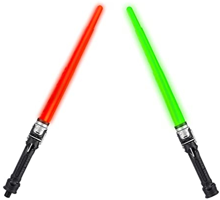 2 Stück Laserschwert Kinder,Duell Lichtschwerter,7 Farben Lichtschwert und Soundeffekten，Laserschwert Duell，Star Wars Lichtschwert，Cosplay Spielzeug für Kinder Geschenk