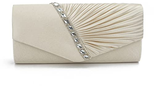 EVEOUT Satin mit Kristall Abend Clutch Handtasche für Damen Schultertasche Hochzeitsfeier Prom Geldbörse für Damen Brauttasche