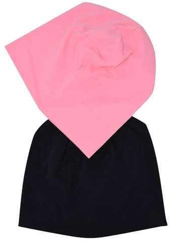JHYWELL Baumwoll-Mütze, lässiger Jersey, weiche Mütze, Totenkopfmütze, leichte Schlafmütze, Sommer, Laufmütze, für Damen und Herren, schwarz / pink, 3XL/Einheitsgröße