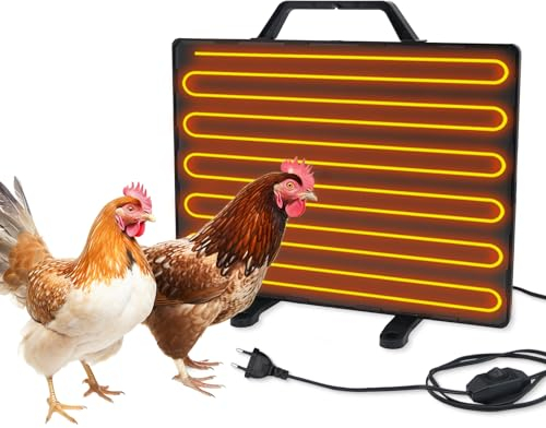 MasXirch Hühnerstall Heizung, 140W Winter Hühnerstall Raumheizung Flat Panel Chick Heater, geeignet für Farm/Haus, Schwarz, L 39 x B 2 x H 29 cm, Überhitzungsschutz und Temperaturkontrolle für Küken