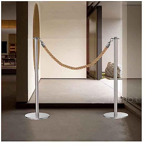 Rungen Crowd Control Barriers, 1,5ft Hanfseil Und Rungenset Absperrung Der Warteschlange Absperrung Für Moderne Kunstmuseen Für Kinos, Große Eröffnungen, Hotels (Farbe : Silver, Größe : 2PCS)