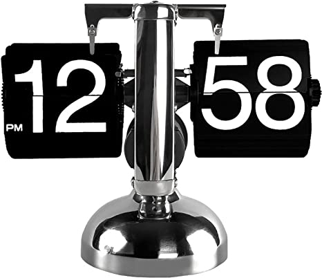 TOPINCN Retro Flip Down Clock with Quartz Movement, Easy to Read, Auto Flip Clock for Home Office (Black)