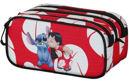 Lilo y Stitch Kiss-Estuche Portatodo Trick Fan 2.2, Rojo, 23 x 11 cm