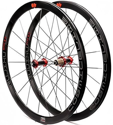 700Croad cykel hjulset racingcykel 40 mm hjul dubbla väggfälgar 40 mm 8-11 hastighet kassett kolfiber nav snabbfrigörande hjul fälg röd, 700 C/40 mm