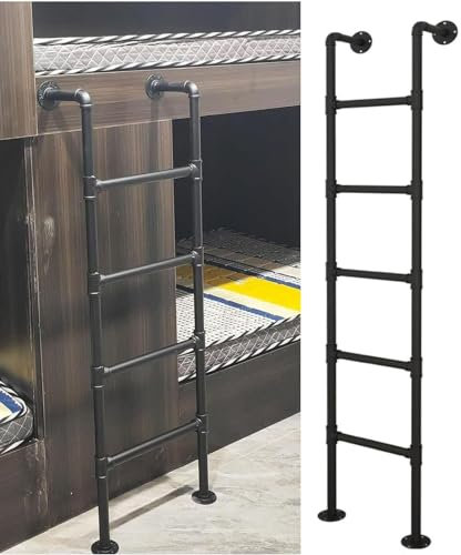 Keller- und Dachbodenleiter aus schwarzem Metall, für Erwachsene und Kinder, 1,8 m, zum Klettern und Entfliehen von Treppen für Fenster, Brunnen, Dachboden, Etagenbett, Innen- und Außenbereich