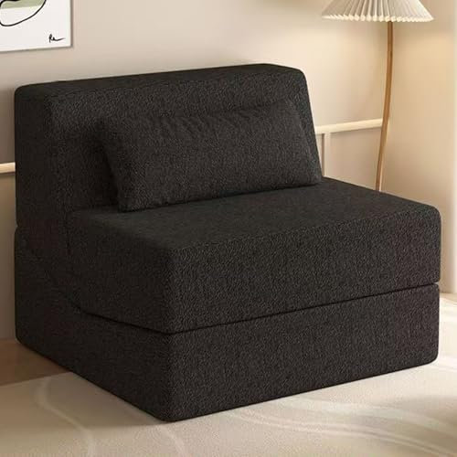 Gaxcent Fåtöljsäng, bäddsoffa, enkelsoffa, modulsoffa, soffa, individuellt kombinerbart vardagsrum, sittdel med armstöd, enkelt och dubbelt lager,Black