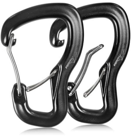 Travel Bird Heavy Duty Carabiner Clip Hook 8KN (1763 lbs), 2 PCS Ultra-Light Aluminum Caribeaners with Double Door B-Shape, for Hammock, Camping, Hiking, Backpacking, Dog Leash, Keychain Clip