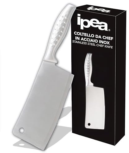 IPEA Mannaia da Cucina in Acciao Inox - Super Leggera - Lama da 16 cm - Coltello da Chef Professionale Affilato per Tagliare Carne ed Alimenti - Impugnatura Ergonomica - Coltello da Cuoco e Macellaio