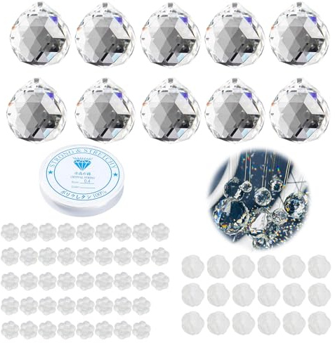 10 Pièces Attrape Soleil, Attrape Soleil Cristal Suspendu, Prisme Décoratif de Fenêtre, Kit d'artisanat de Pare - Brise DIY, Décoration de Lustre Mariage Fête (20 mm)