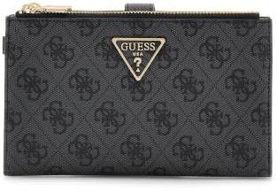 Guess Damen Geldbörse Organizer Laurel Ii Slg Dbl Zip Orgnzr Anthrazitschwarz