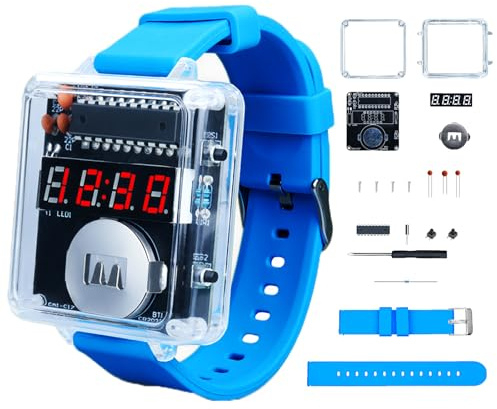 BANRIA Montre-bracelet numérique à 4 chiffres | Horloge numérique à souder, kit d'apprentissage pour l'école, les amateurs de technique et les projets d'apprentissage STEM