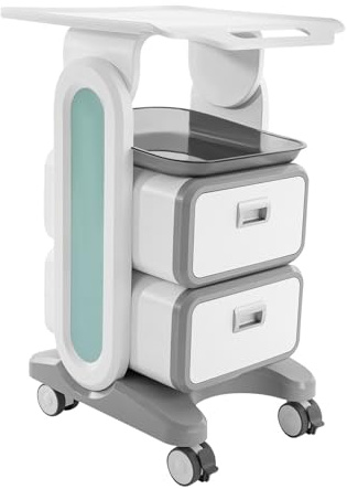 Carrello medico con 2 cassetti e ripiano superiore, carrello da laboratorio ABS, carrello cosmetico, carrello da salone, 60 kg, carrello da portata medico per laboratorio, clinica, ospedale, salone