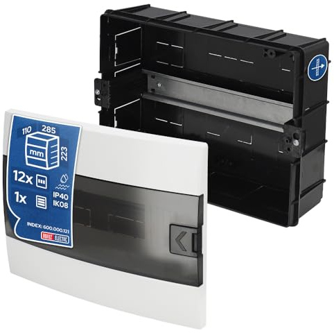 Quadro Elettrico da Incasso 1 File per 12 Moduli 110x285x223 mm IP40 – Bianco Scatola di Distribuzione in ABS – Centralino per Impianti Elettrici da Interno – Horoz Electric