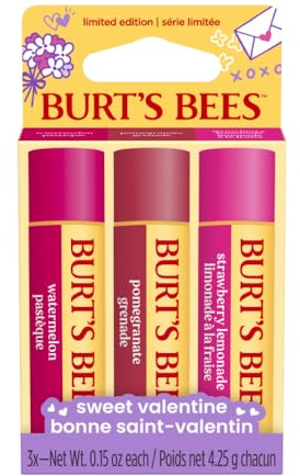 Burt's Bees Sweet Valentine Lip Balm Trio, Watermelon, Pomegranate & Strawberry Lemonade
