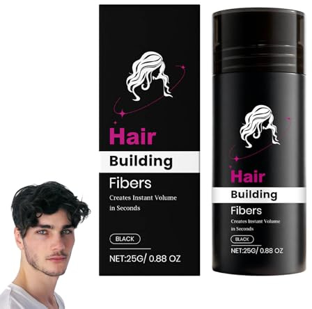 Haar Kaschierpuder Cavoria, Verdickendes Haarpuder, Hair Keratin Fibres für Haarausfall oder dünner werdendes Haar, 5 Sekunden Deckkraft, Haarpuder für Männer und Frauen (25G, Schwarz)