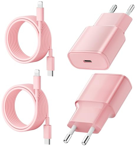 25W Chargeur Rapide pour iPhone, 2 Pièces PD 3.0 Prise USB C avec 2M Cable Lightning for iPhone 14/14Pro/13/13 Mini/13 Pro/13Pro Max/12/12Pro/12 Pro Max/11/11 Pro/ 11 ProMax Rose