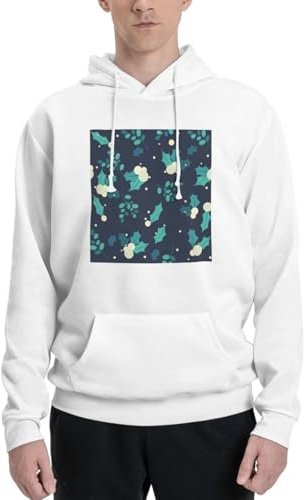 Pdnadfbek Photinia Arbutifolia Men'S Long Sleeve Fleece Hoodie Sweater With Pocket Print Casual Outdoor Sport White