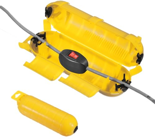QUARKZMAN Boîtier De Protection pour Rallonge Extérieur, Boîte De Connexion Électrique Résistante À l'eau IP44 Protège-Prise Extérieur pour Prise, Socket, Lumière De Noël, Jaune