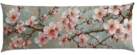 Cuscino Corpo Cuscino Gravidanza 90x30cm, Supporto Total Body Ergonomico, Copricuscini Allattamento e Maternità con Federa Velluto Lavabile, per Schiena, Pancia e Gamb (Fiori di ciliegio) p-734