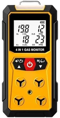Detector de Gas, Detector de Gas, medidor oxígeno, O2, monóxido Carbono, CO, H2S, Ex, analizador Gases combustibles, Detector Fugas, Monitor Calidad del Aire para el Trabajo, el hogar(4 in 1)