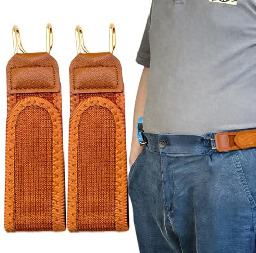 Erconsso 2 Pieces Metal Hook Elastic Belt, No Buckle Belts For Men Women, Invisible Stretch Belts For Men, Jeans, Work, Casual, Business, Home, Travel, Commuting, Outdoor Hiking