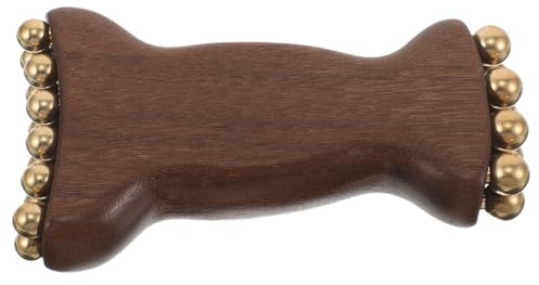 GALPADA Massaggiatore Facciale con Perle in Ottone in Legno di Verawood Manuale Portatile per Cura della Pelle e Rilassamento Onthego per Massaggio del Viso e Collo