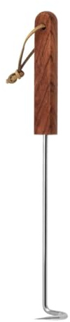 Pitycbo Gancio per Girare, Ribaltatore per Alimenti, Barbecue, Gancio in Acciaio Inox con Manico in Legno, Piastra, Strumento di Cottura per Bistecch, 31.8 Cm X 3.7 Cm