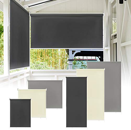UISEBRT, tenda a rullo per esterni, verticale, avvolgibile per balcone, protezione dai raggi UV (140 x 240 cm, beige)