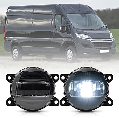 NSLUMO LED Nebelscheinwerfer für Citroen Relay F.iat Ducato Peugeot Boxer Van 2014+up Weiß 3,5 Zoll LED-Frontstoßstange Nebelscheinwerfer 2 teiliges schwarzes Len Kit