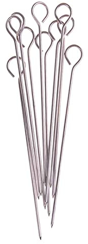 HMTE 10 Pcs Camping en Plein Air Pique-Nique Viande d'oie Ronde Rôti Brochettes Bâton en Acier Inoxydable BBQ Aiguille Barbecue Brochettes Ustensiles De Cuisine (S)