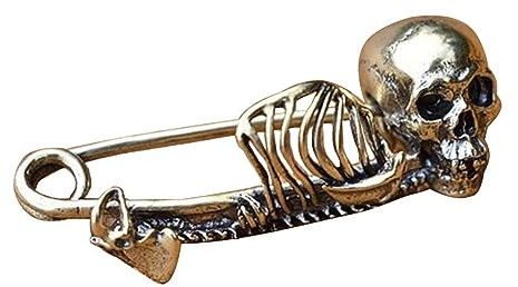 FEYLIE Broche style punk tête de mort gothique squelette badge épinglette épinglette atmosphère effrayante Halloween fête badge broche broche bijoux cadeau, Approx.6cm/2.36, Métal