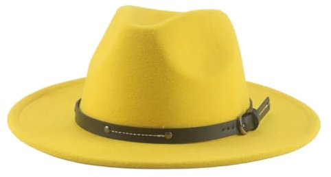 SOYNIA Fedora Trilby Filzhut Hut Hüte Für Frauen Hüte Für Männer Zylinder Filzkappen Solide Lässig Formell Hochzeit Dekorieren Breite 52–54 cm (Kinder) Gelb