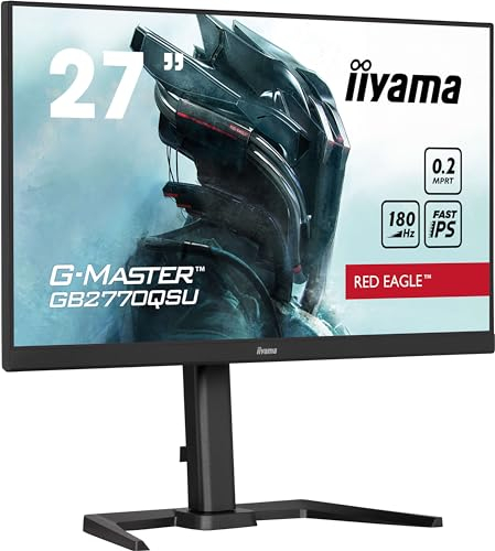 iiyama G-Master Red Eagle GB2770QSU-B6 68,6cm 27 Fast-IPS LED Gaming Monitor WQHD HDMI DP USB3.2 0,2ms 180Hz Adaptive Sync Höhenverstellung Pivot schwarz