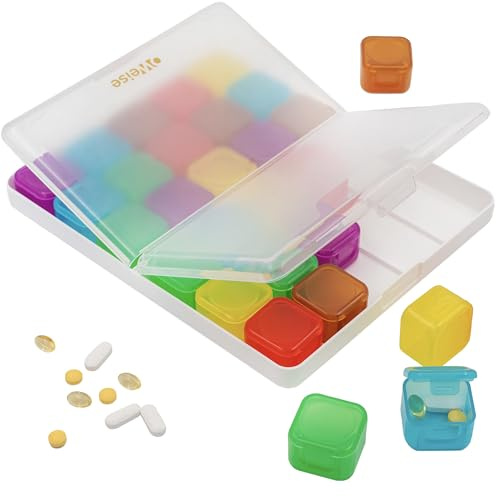OWeise Pillendose für Kinder und Erwachsene (30 große Fächer) mit exklusivem Sticker-Paket. BPA-frei 1 Monat Tablettenbox (Mehrfarbig)
