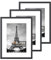 Walasis Bilderrahmen 30x40 Schwarz mit Passepartout: : 3er Set 40x30 Holz Rahmen für Foto Collage Poster - Holzrahmen mit Acrylglas