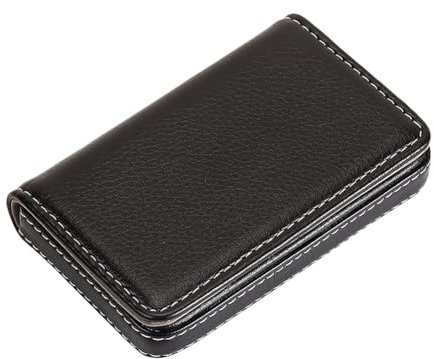 JIHUOO PU Leder Visitenkartenetui Tasche Namenskartenhalter Kreditkartenetui Brieftasche Visitenkarten Organizer Box Multi Card Case für Damen Herren Schwarz