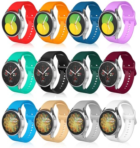 HYYTOK Confezione da 12 Cinturini in Silicone compatibili con Galaxy Watch 7/6/5/4 (40/44 mm), FE e 5 Pro (45 mm), cinturini 20 mm per donna e uomo