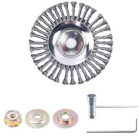 COEWUR 8 Pollici Spazzola per Decespugliatore Universale Spazzola Erbacce Disco Diametro 203mm, Foro 25.4mm Spazzola Filo Acciaio per Tosaerba Tagliare l'erba e Rimuovere Sporco e Muschio