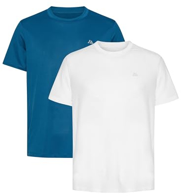 DANISH ENDURANCE Maglietta Uomo Fitness e Palestra, T-Shirt Sportiva in Materiali Sostenibili, Quick Dry, Traspirante e Leggera, 1 o 2 Paia Multicolore (1x Blu Acceso, 1x Bianco) M