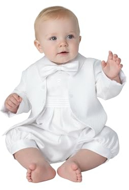 Baby Boys 2 Piece Christening Romper Set, Toddler Formal Romper Outfit for Baptism
