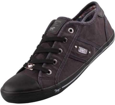 MUSTANG 1099-302-259 Schuhe Damen Schnürer Sneaker Canvas, Größe:40 EU, Farbe:Grau