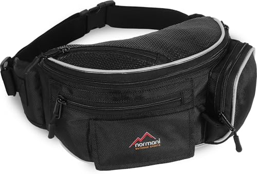 Große Trekking Bauchtasche Outdoor Gürteltasche Hüfttasche Sling Bag - wasserdichtes Obermaterial mit Reflektorstreifen und vielen Fächern