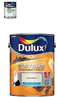 Dulux Quick Dry Eggshell Paint, 750 ml (Pure Brilliant White) Easycare Washable and Tough Matt (Natural Hessian)