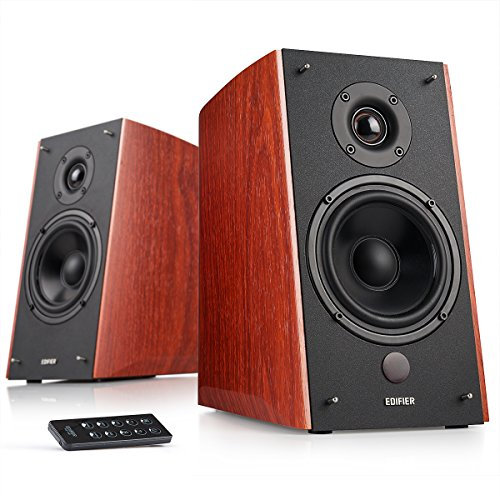 Edifier R2000DB Bluetooth Active Bookshelf Speaker System with Optical and Dual RCA Inputs for Multiple Audio Sources - Brown Wood