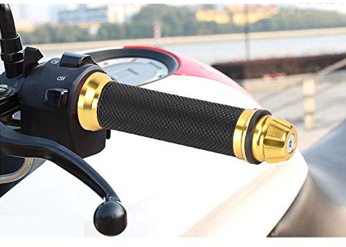 Empuñaduras de manillar de motocicleta agarraderas de manillar de goma de aluminio CNC puños moto para manillar de 7/8 bicicleta (dorado)